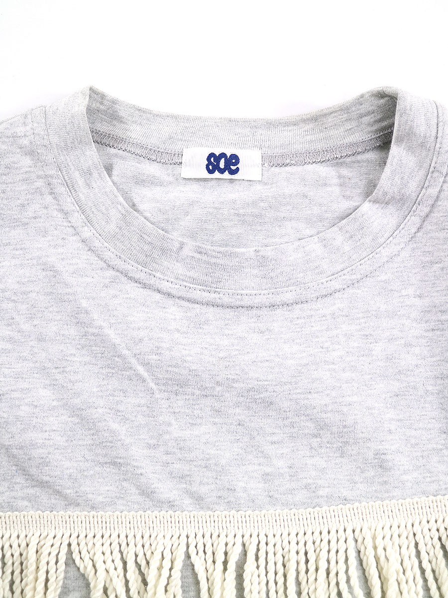【中古】soe ソーイ H/S FRINGE T-SHIRTS フリンジデザインTシャツ グレー 0 メンズ