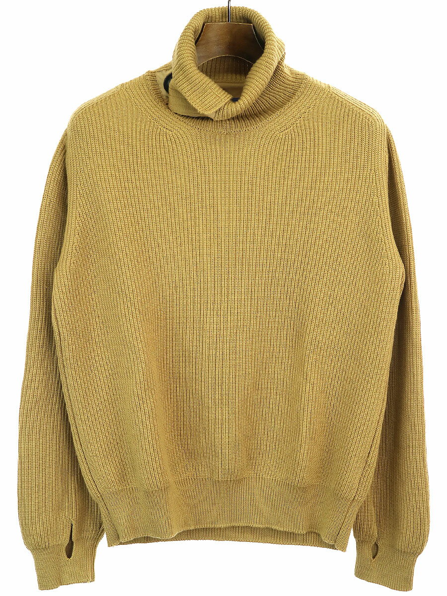 【中古】meanswhile ミーンズワイル 17AW Open Collar Turtleneck Sweater タートルニットセーター ベージュ M メンズ