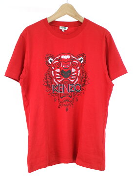 【中古】KENZO ケンゾー 19SS タイガープリントTシャツ レッド S メンズ