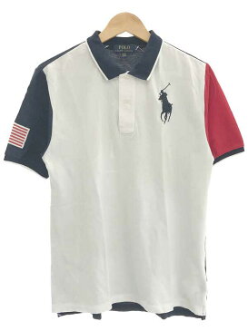 POLO RALPH LAUREN ポロラルフローレン ビッグポニー星条旗ポロシャツ ホワイト サイズ:XL レディース【中古】