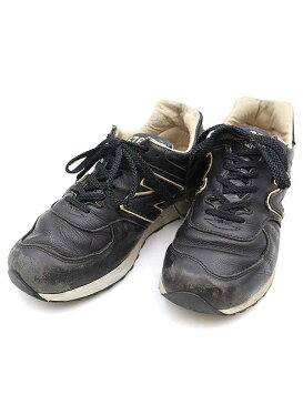 NEW BALANCE ニューバランス LM576BKU レザースニーカー 7 BLK ブラック サイズ:7 メンズ【中古】