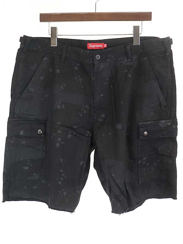 Supreme シュプリーム 21SS Overdyed Camo Cargo Short オーバーダイカモカーゴショートパンツ ブラック サイズ:36 メンズ【中古】