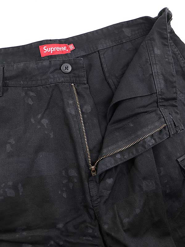 Supreme シュプリーム 21SS Overdyed Camo Cargo Short オーバーダイカモカーゴショートパンツ ブラック サイズ:36 メンズ【中古】