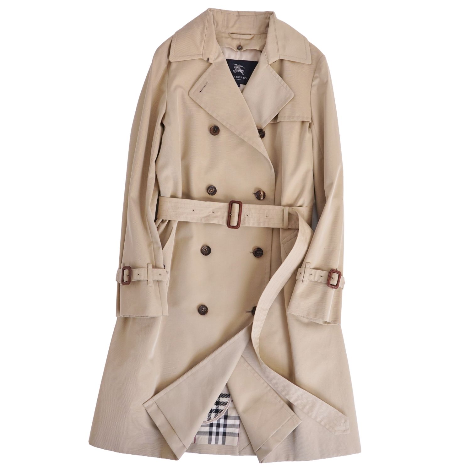Rakuten - 【極美品】バーバリー ロンドン BURBERRY LONDON コート トレンチコート ライナー付き 裏チェック アウター レディース 38(M相当) ベージュ【中古】