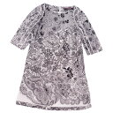 レオナール LEONARD FASHION シャツ ブラウス チュニック 半袖 ショートスリーブ 総柄 ジャージー トップス レディース 36(S相当) ホワイト/ブラック【中古】(4)