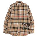 【美品】バーバリー BURBERRY シャツ ロングスリーブ 長袖 ノバチェック柄 ロゴ トップス メンズ XS ブラウン【中古】