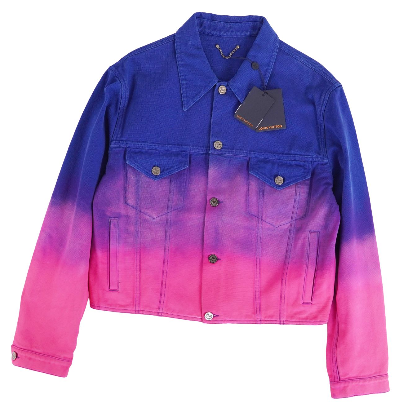 Rakuten - 【新古品】ルイヴィトン LOUIS VUITTON ジャケット 22SS アーメンブレイク グラデーション デニムジャケット コットン アウター メンズ イタリア製 50(M相当) ブルー/ピンク【中古】