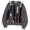 【極美品】エルメス HERMES ニット 21AW ランウェイ着 セーター 総柄 カシミヤ ラムレザー トップス メンズ イタリア製 XS グレー【中古】