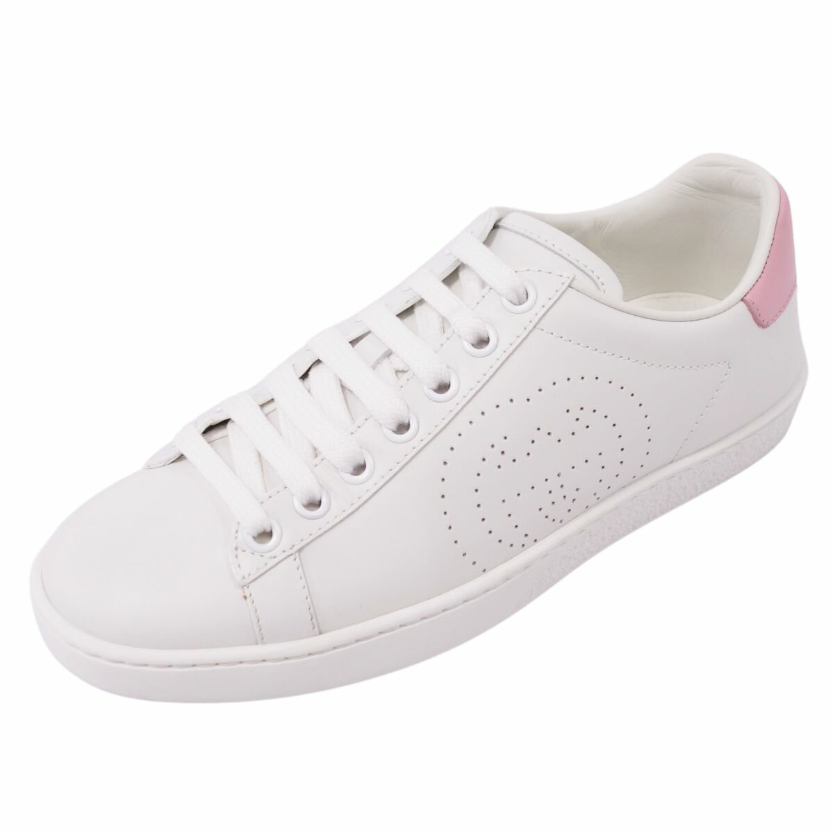 【美品】グッチ GUCCI スニーカー ACE エース インターロッキング レザー シューズ 靴 レディース イタリア製 34(21cm相当) ホワイト【中古】