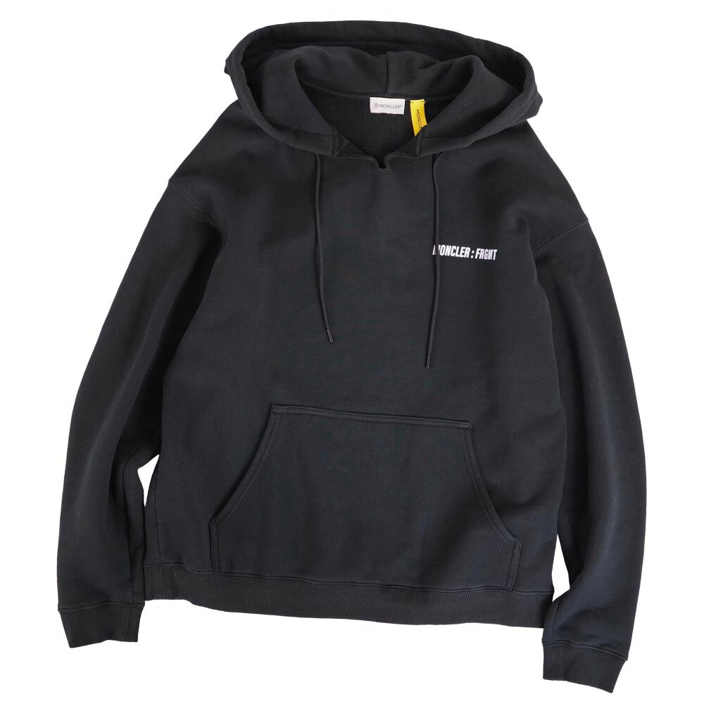 【美品】モンクレール フラグメント MONCLER FRAGMENT パーカー 2021 フーディー スウェット プルオーバー コットン トップス メンズ M ブラック【中古】