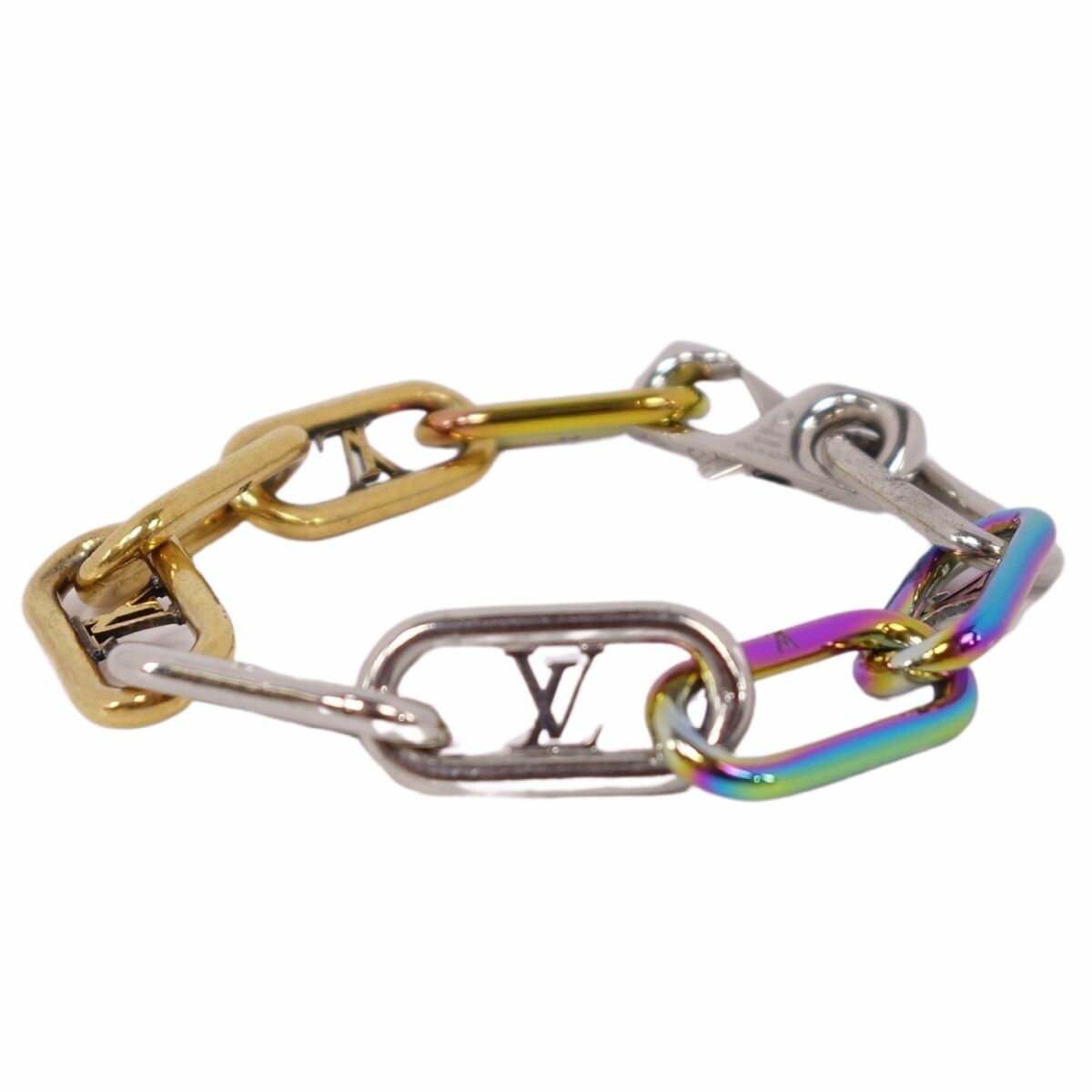 【美品】ルイヴィトン LOUIS VUITTON ブレスレット M80178 ブラスレ シグネチャー チェーン LVロゴ アクセサリー マルチカラー【中古】