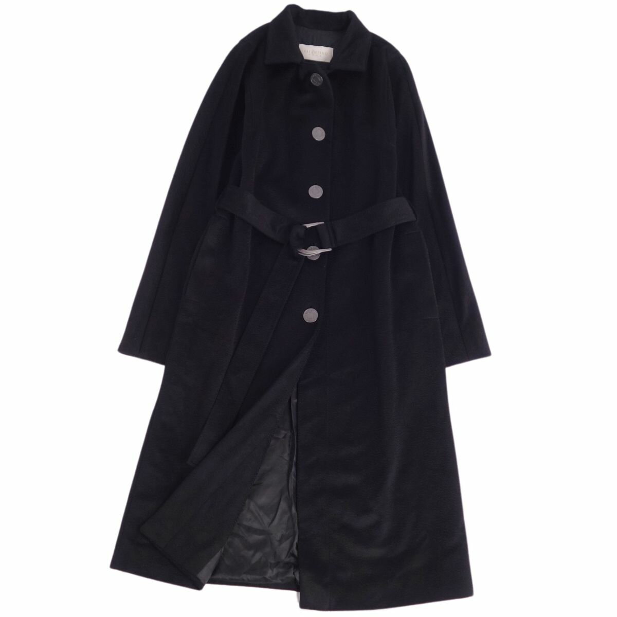 【美品】ヴァレンティノ VALENTINO コート ロングコート ベルト付き カシミヤ100％ アウター レディース 42(M相当) ブラック【中古】のサムネイル