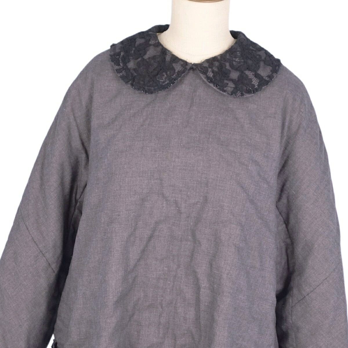 【美品】コムデギャルソン COMME des GARCONS コムコム ワンピース AD2017 レース 中綿入り アウター レディース XS グレー【中古】