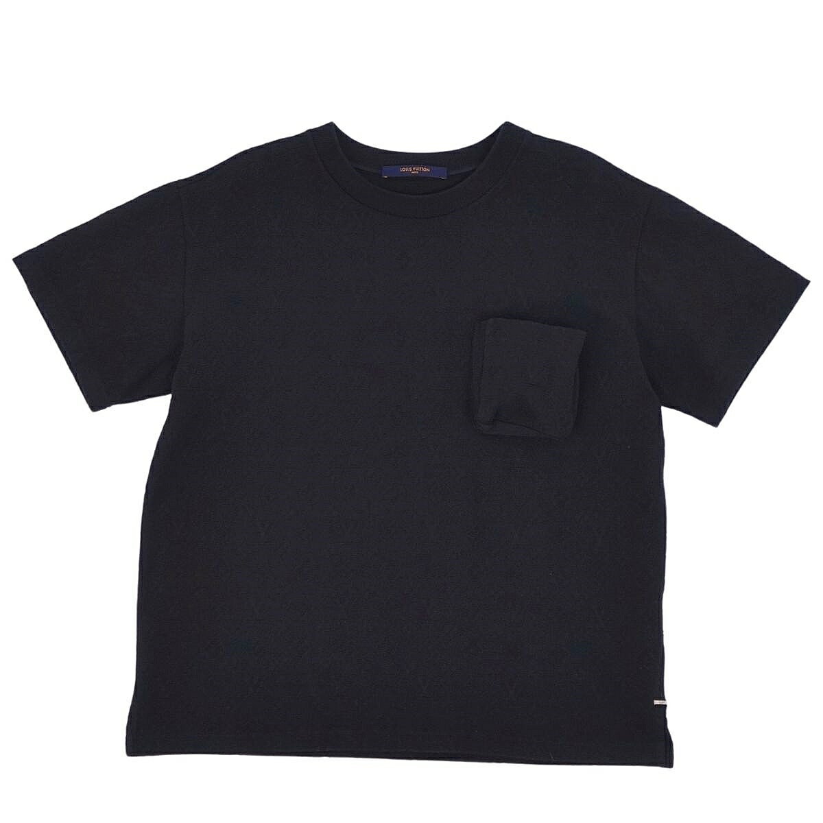 【美品】ルイヴィトン LOUIS VUITTON Tシャツ カットソー 2021年 シグネチャー3Dポケットモノグラム 半袖 ショートスリーブ モノグラム トップス メンズ M ブラック【中古】