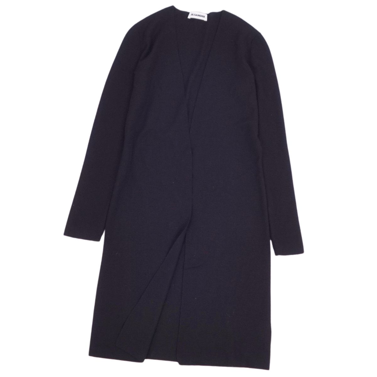Rakuten - 【美品】ジルサンダー JIL SANDER ニット カーディガン ロングカーディガン ボタンレス カシミヤ シルク トップス レディース 36(M相当) ブラック【中古】