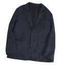 【美品】エルメス HERMES ジャケット テーラードジャケット リバーシブル 総柄 ウール コットン アウター メンズ 54(XL相当) ブラック/ネイビー【中古】