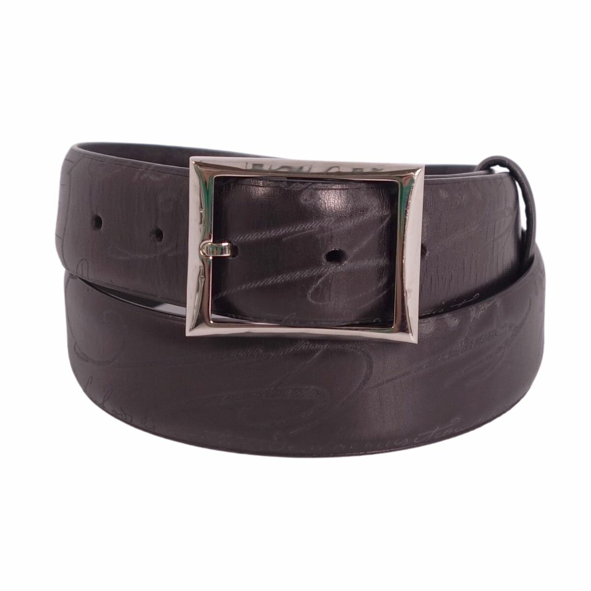 【美品】ベルルッティ Berluti ベルト レザーベルト バックル カリグラフィ スクリット メンズ イタリア製 85 ブラック【中古】
