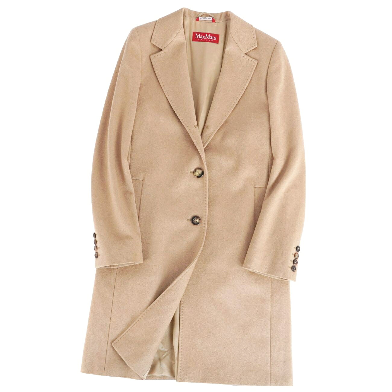 Rakuten - 【美品】マックスマーラ Max Mara STUDIO コート ロングコート カシミヤ アウター レディース イタリア製 JI38 USA4 GB6(S相当) ベージュ【中古】