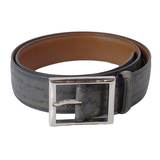 【美品】ベルルッティ Berluti ベルト レザーベルト カリグラフィ スクリット メンズ スペイン製 90 ブルーグレー【中古】 【美品】ベルルッティ Berluti ベルト レザーベルト カリグラフィ スクリット メンズ スペイン製 90 ブルーグレー【中古】