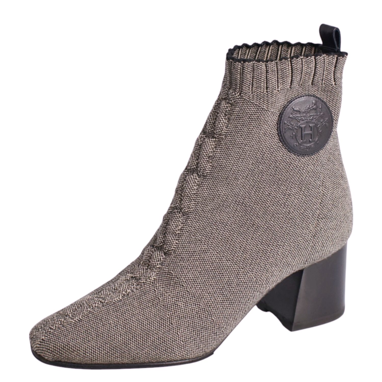 【美品】エルメス HERMES ブーツ 2022 ヴォルヴェール ショートブーツ ニット ヒール シューズ 靴 レデ..