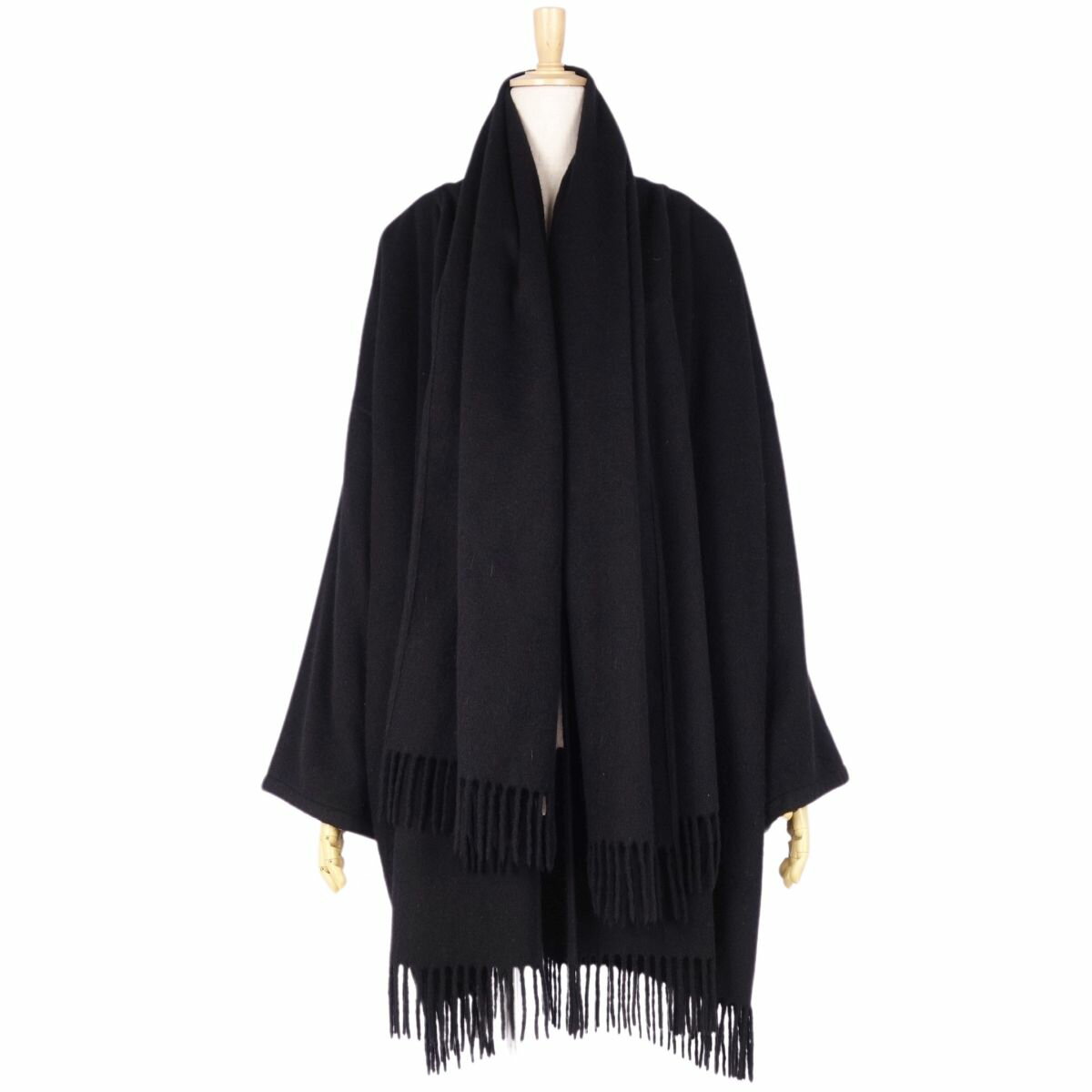 【美品】サルヴァトーレ フェラガモ Salvatore Ferragamo コート ショール ガウンコート ボタンレス カシミヤ100％ アウター レディース ONESIZE ブラック【中古】