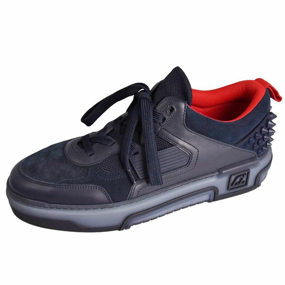 【美品】クリスチャンルブタン Christian Louboutin スニーカー Astroloubi アストロルビ レザー スタッズ スパイク シューズ 靴 メンズ 44(29cm相当) ネイビー【中古】