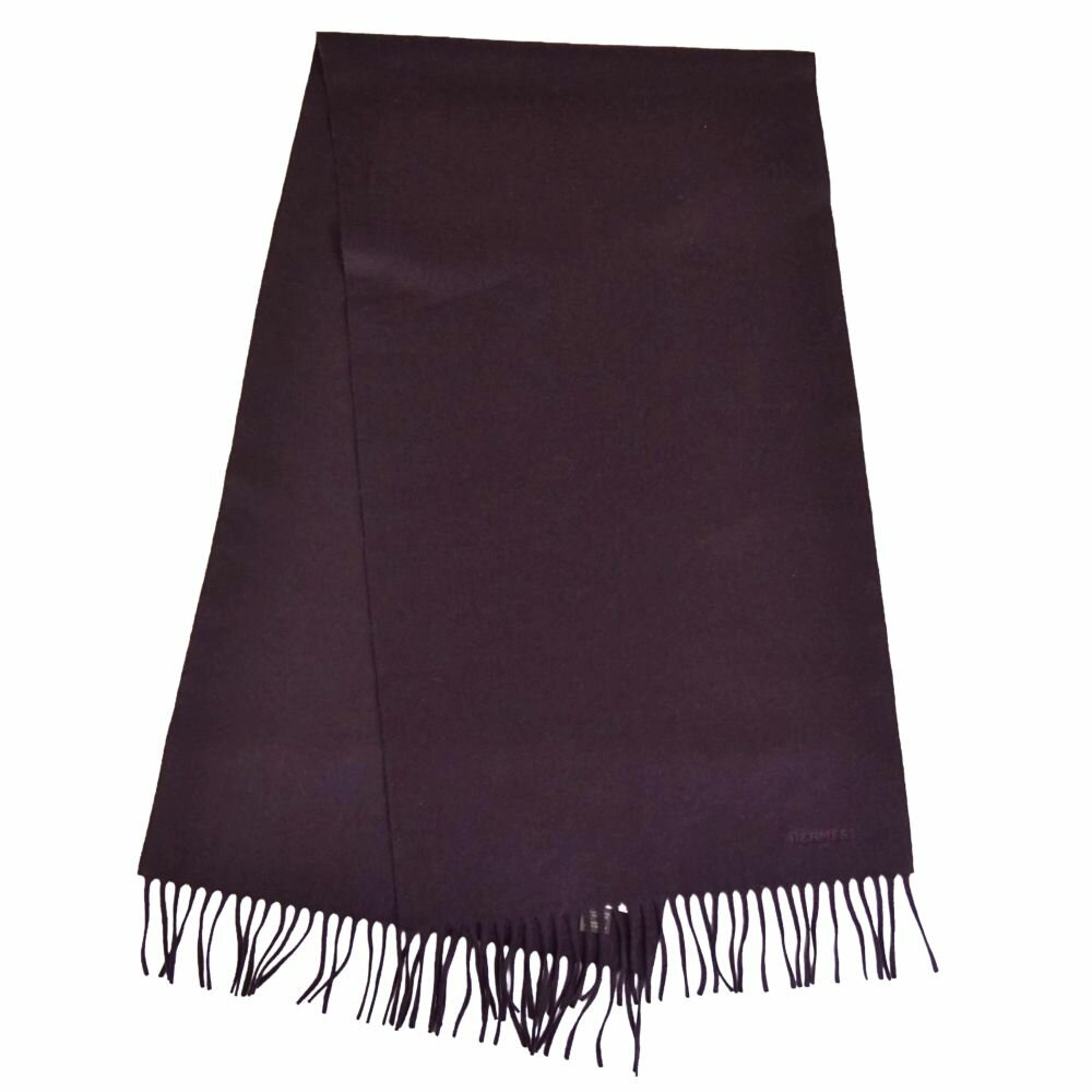 HERMES - 【美品】エルメス HERMES マフラー ストール カシミヤ フリンジ メンズ イギリス製 パープル【中古】