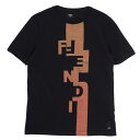 【美品】フェンディ FENDI Tシャツ カットソー 半袖 ショートスリーブ ロゴ トップス メンズ XL ブラック【中古】