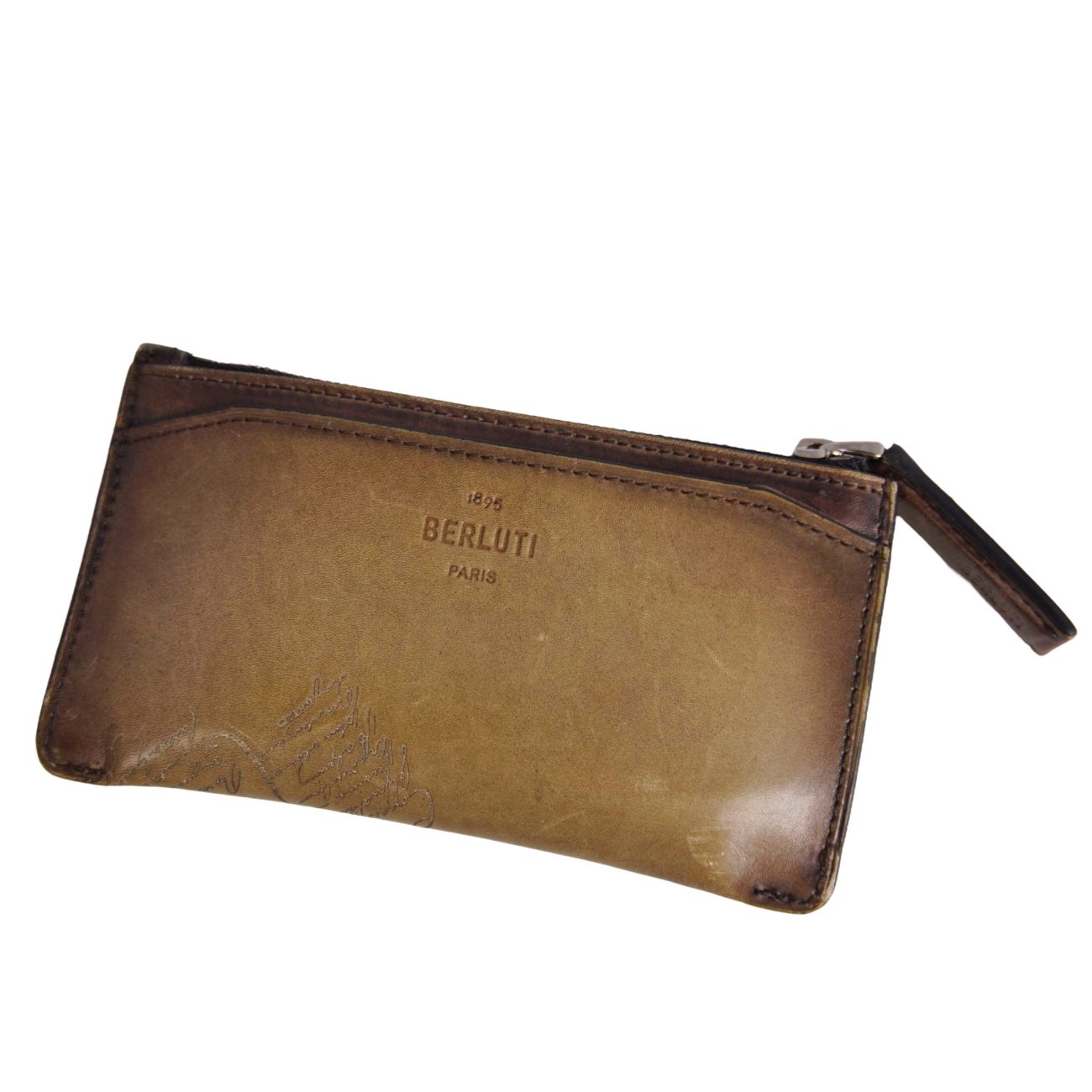 Rakuten - 【美品】ベルルッティ BERLUTI カードケース コインケース 小銭入れ ファザード エピュール カリグラフィ レザー メンズ イタリア製 ブラウン【中古】