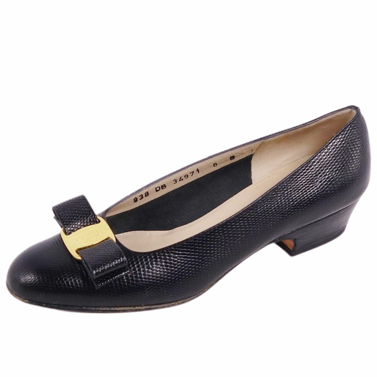 ◇本物 フェラガモ ヴァラ 黒 レザーパンプス 6 B 美品◇