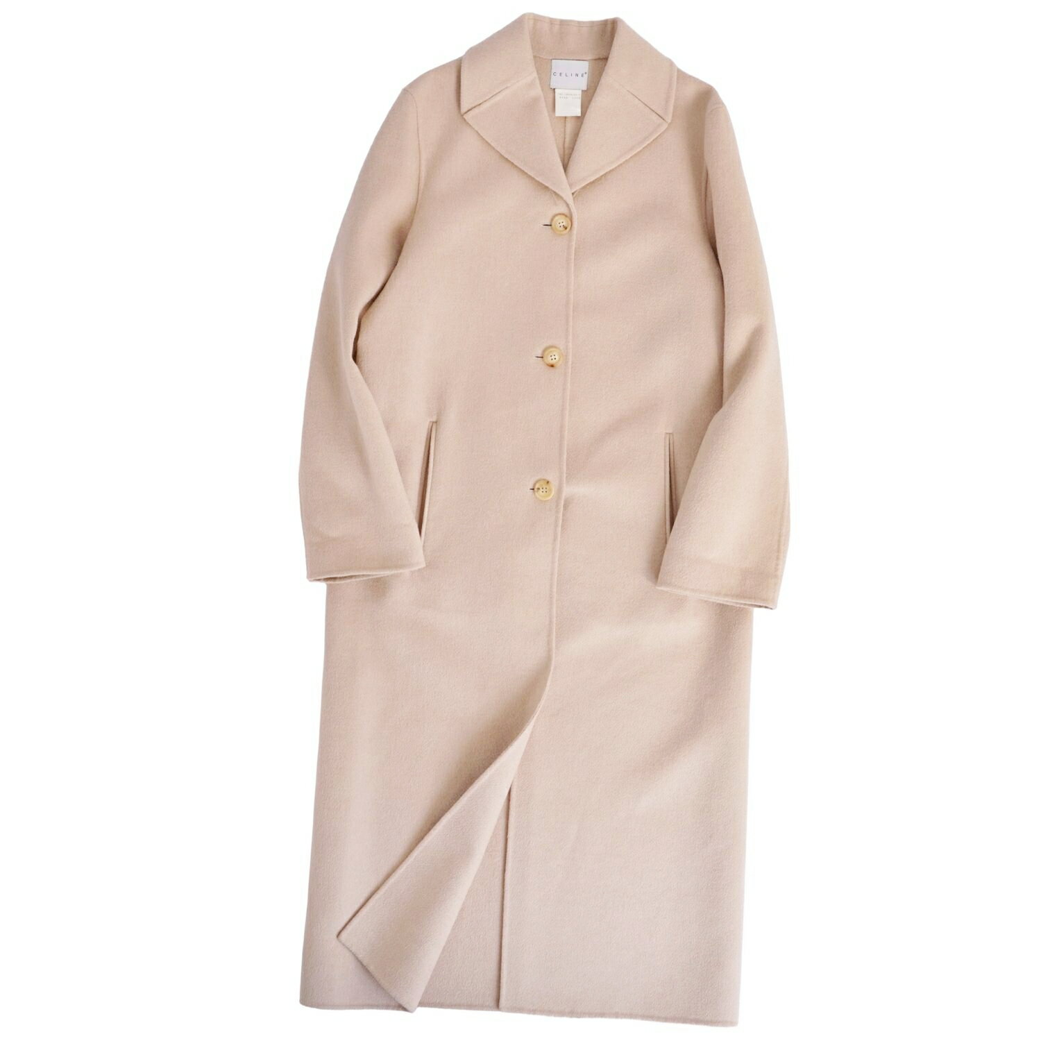 Rakuten - 【美品】セリーヌ CELINE コート ロングコート チェスターコート キャメル100％ アウター レディース 38(M相当) ベージュ【中古】