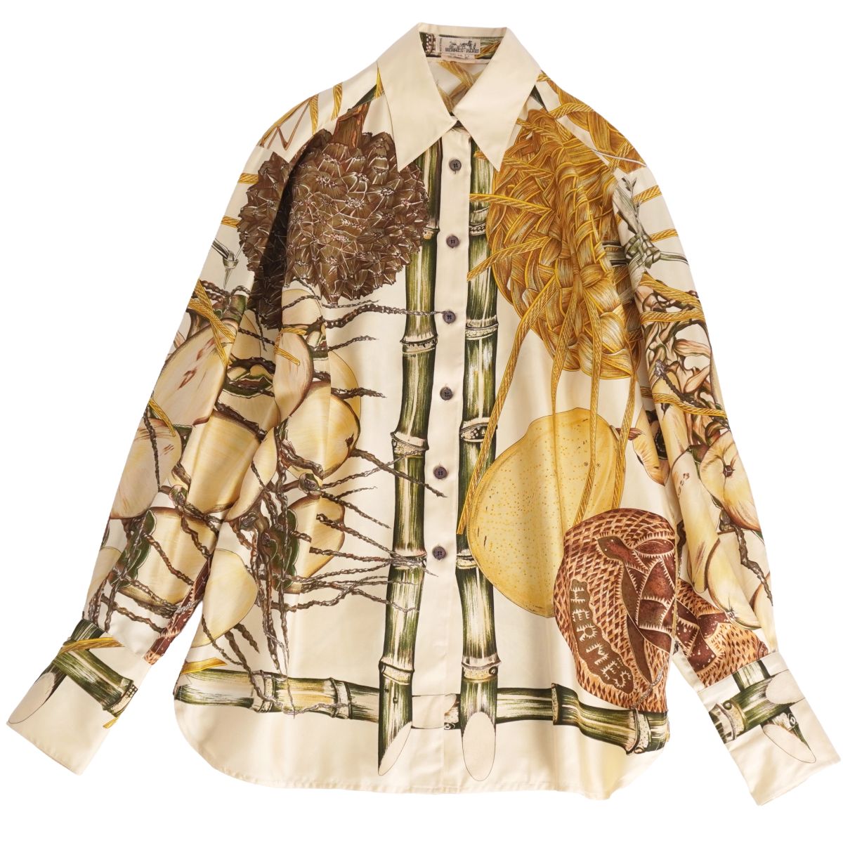 ʡVintage ᥹ HERMES  ֥饦 󥰥꡼ Ĺµ  륯 ȥåץ ǥ ե 40(M) ޥ...