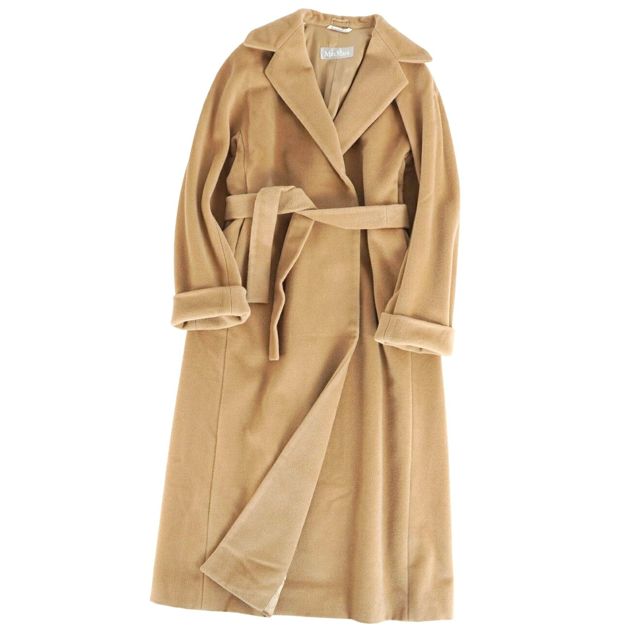 Rakuten - 【美品】マックスマーラ Max Mara コート ベルト付き ロングコート ウール ボタンレス アウター レディース イタリア製 JI38 USA4 GB6(S相当) ベージュ【中古】