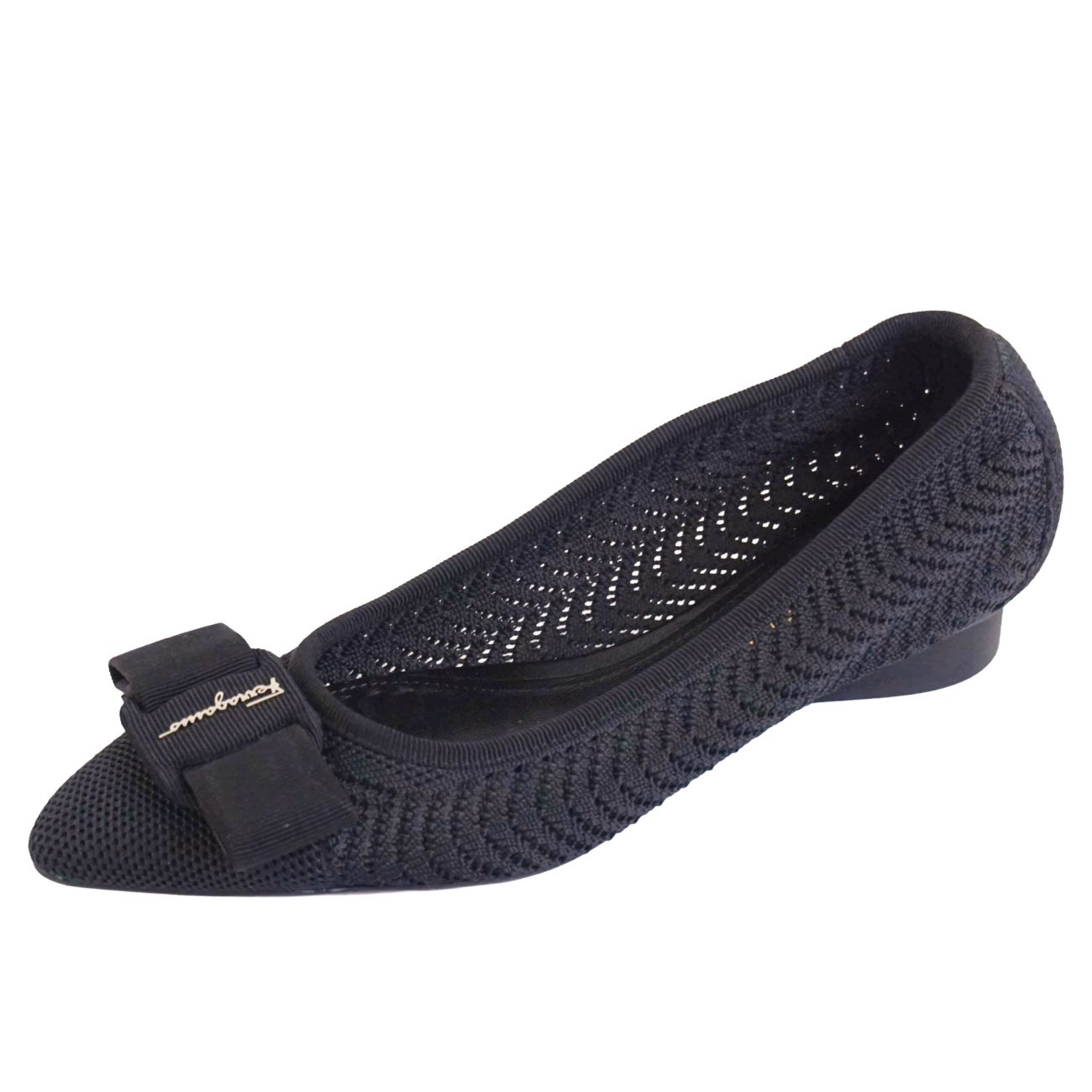 Rakuten - 【美品】サルヴァトーレ フェラガモ Salvatore Ferragamo パンプス ヴァラ ニット ヒール シューズ 靴 レディース イタリア製 22.5cm相当 ブラック【中古】