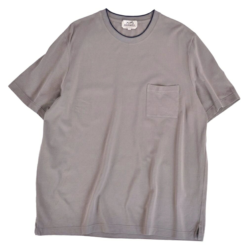 HERMES エルメス Tシャツ・カットソー 42(M位) 白xグレー(総柄) 【古着】【中古】 HERMES - HERMES エルメス Tシャツ・カットソー 42(M位) 白xグレー(総