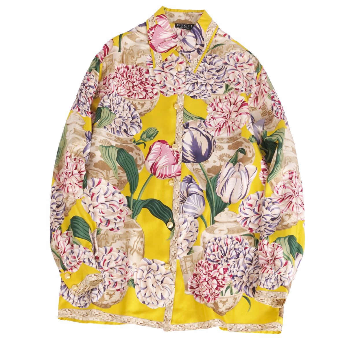 GUCCI】【イタリア製】グッチ『花柄長袖シャツ size40/15 3/4』309114