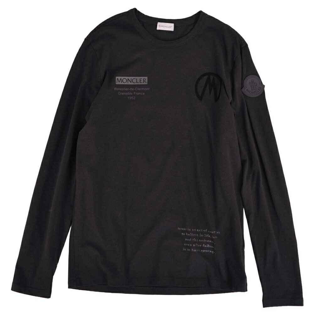 Rakuten - 【美品】モンクレール MONCLER Tシャツ 2020 カットソー ロングスリーブ 長袖 コットン トップス メンズ L ブラック【中古】