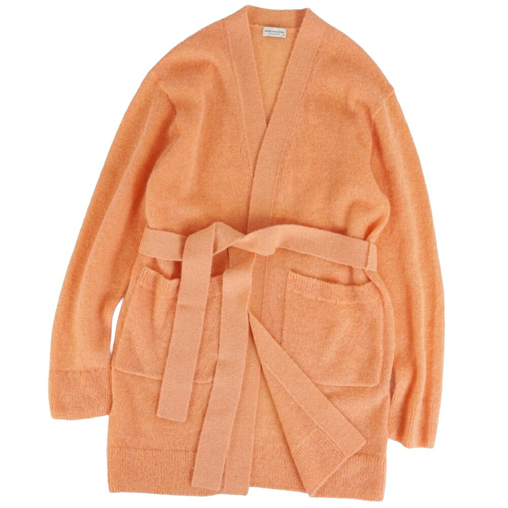 【美品】ドリスヴァンノッテン DRIES VAN NOTEN カーディガン ベルト付き ニット モヘア アルパカ トップス メンズ XS オレンジ【中古】
