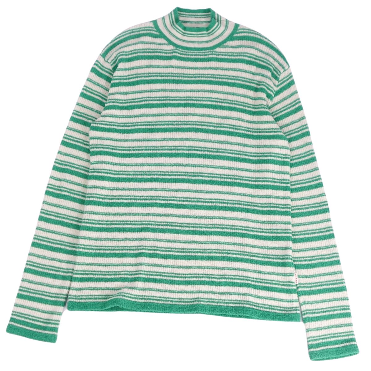 Rakuten - 【美品】マルニ MARNI ニット 2022 セーター ロングスリーブ 長袖 ボーダー コットン トップス メンズ イタリア製 50 グリーン【中古】