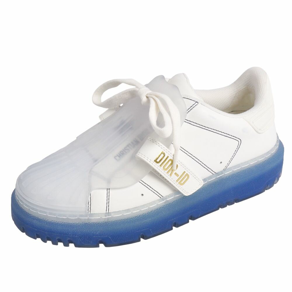 【新古品】クリスチャンディオール Christian Dior スニーカー DIOR-ID レザー ラバー クリアソール ローカット レースアップ シューズ 靴 レディース イタリア製 35(22cm相当) ホワイト【中古】