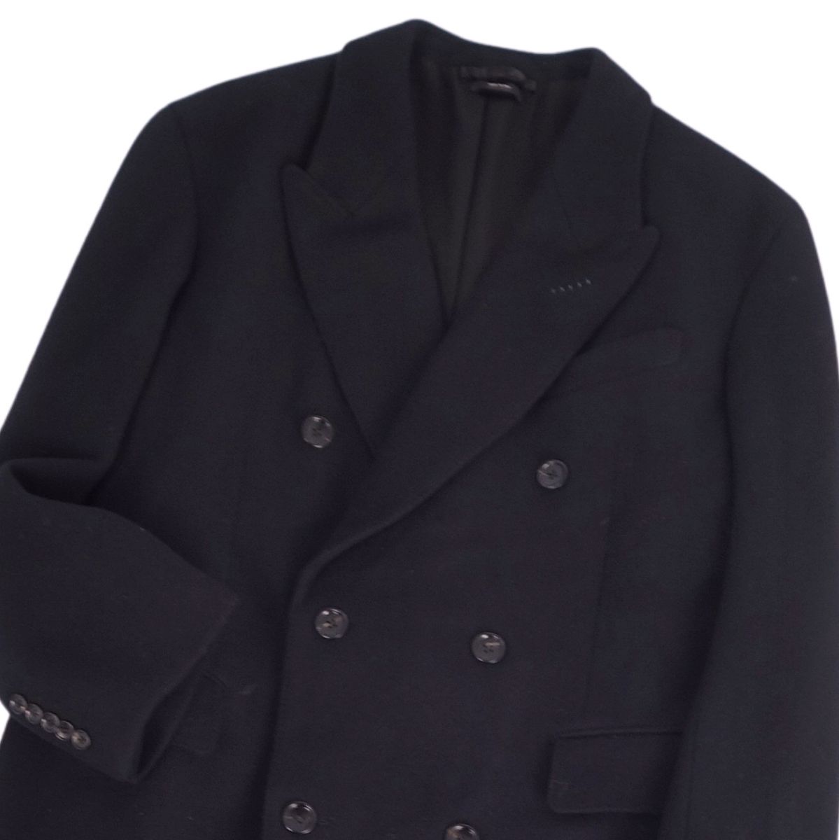 【極美品】トムフォード TOM FORD コート チェスターコート ダブルブレスト ウール アウター メンズ イタリア製 52(L相当) ブラック【中古】