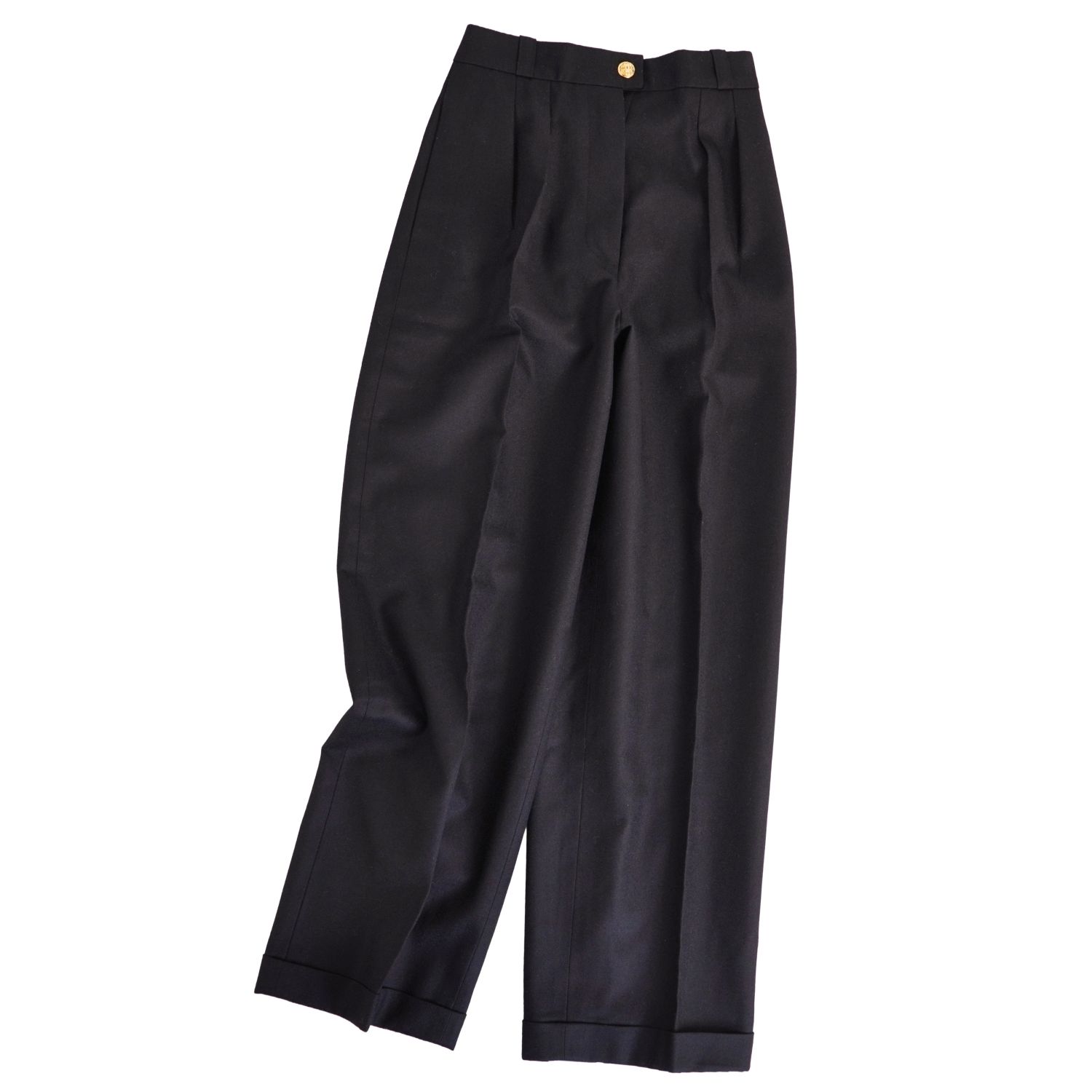 Rakuten - 【極美品】Vintage シャネル CHANEL パンツ ワイドパンツ ロングパンツ スラックスパンツ ココマークボタン ウール ボトムス レディース 34(XS相当) ブラック【中古】