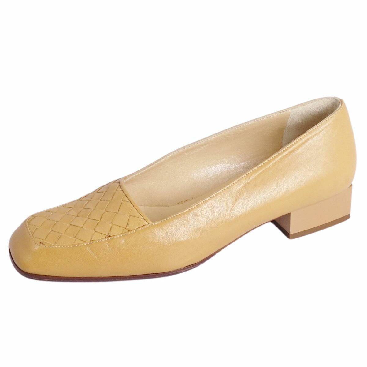 【美品】ボッテガヴェネタ BOTTEGA VENETA パンプス イントレチャート レザー シューズ 靴 レディース イタリア製 5.5(22.5cm相当) ベージュ【中古】