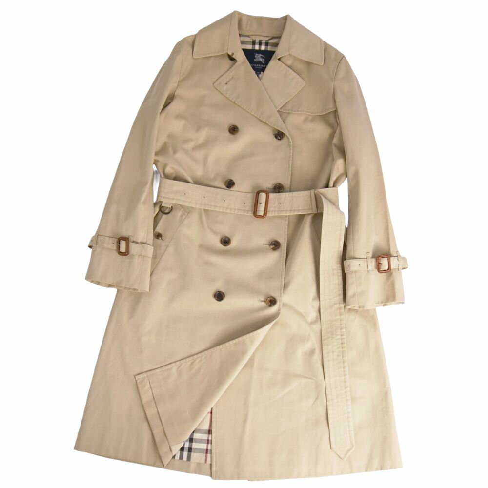 【極美品】バーバリー ロンドン BURBERRY LONDON コート トレンチコート コットン100% 裏チェック アウター メンズ 40(M相当) ベージュ【中古】