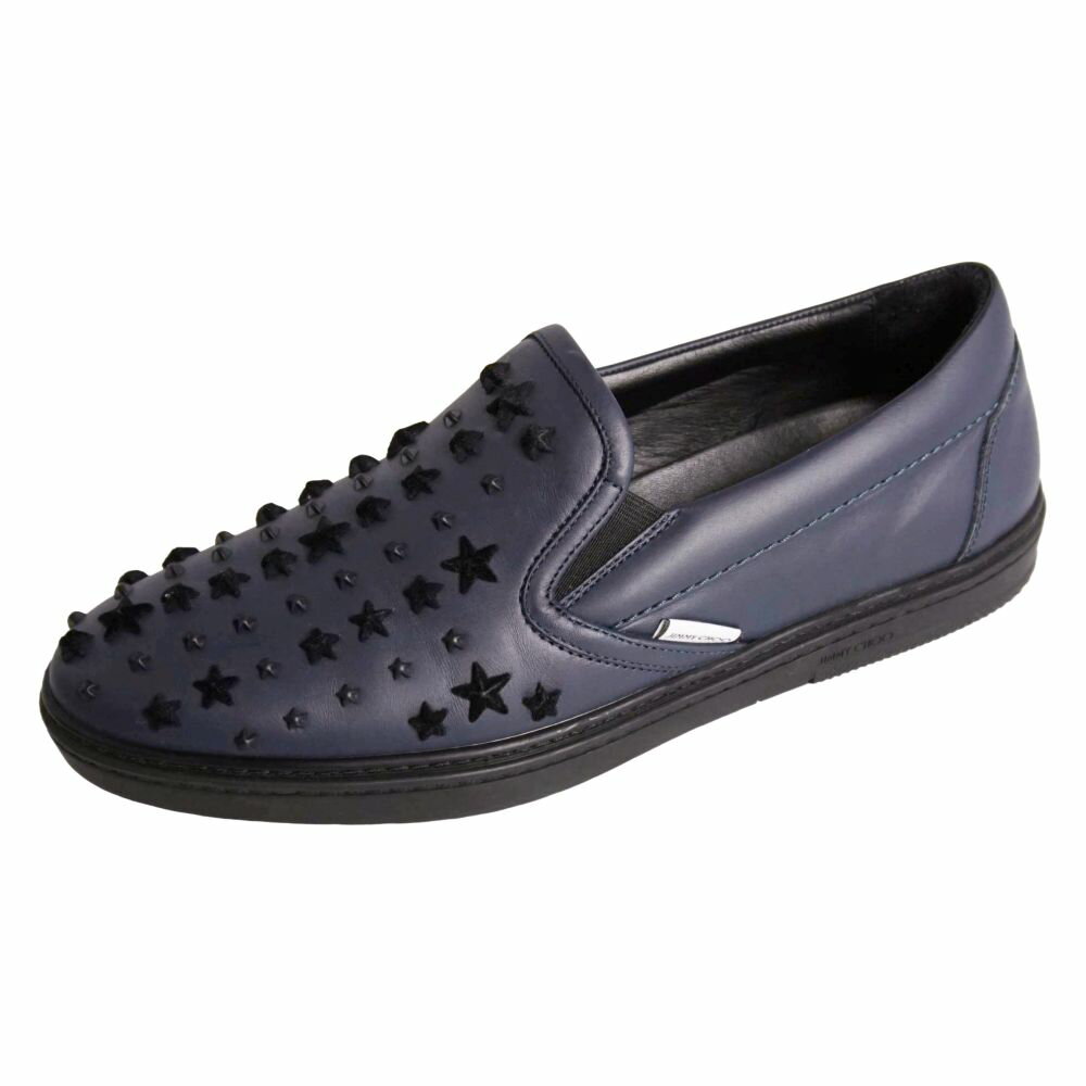 樂天商城 - 【美品】ジミーチュウ JIMMY CHOO スニーカー スリッポン ローカット スタッズ レザー シューズ 靴 メンズ イタリア製 43(28cm相当) ネイビー【中古】