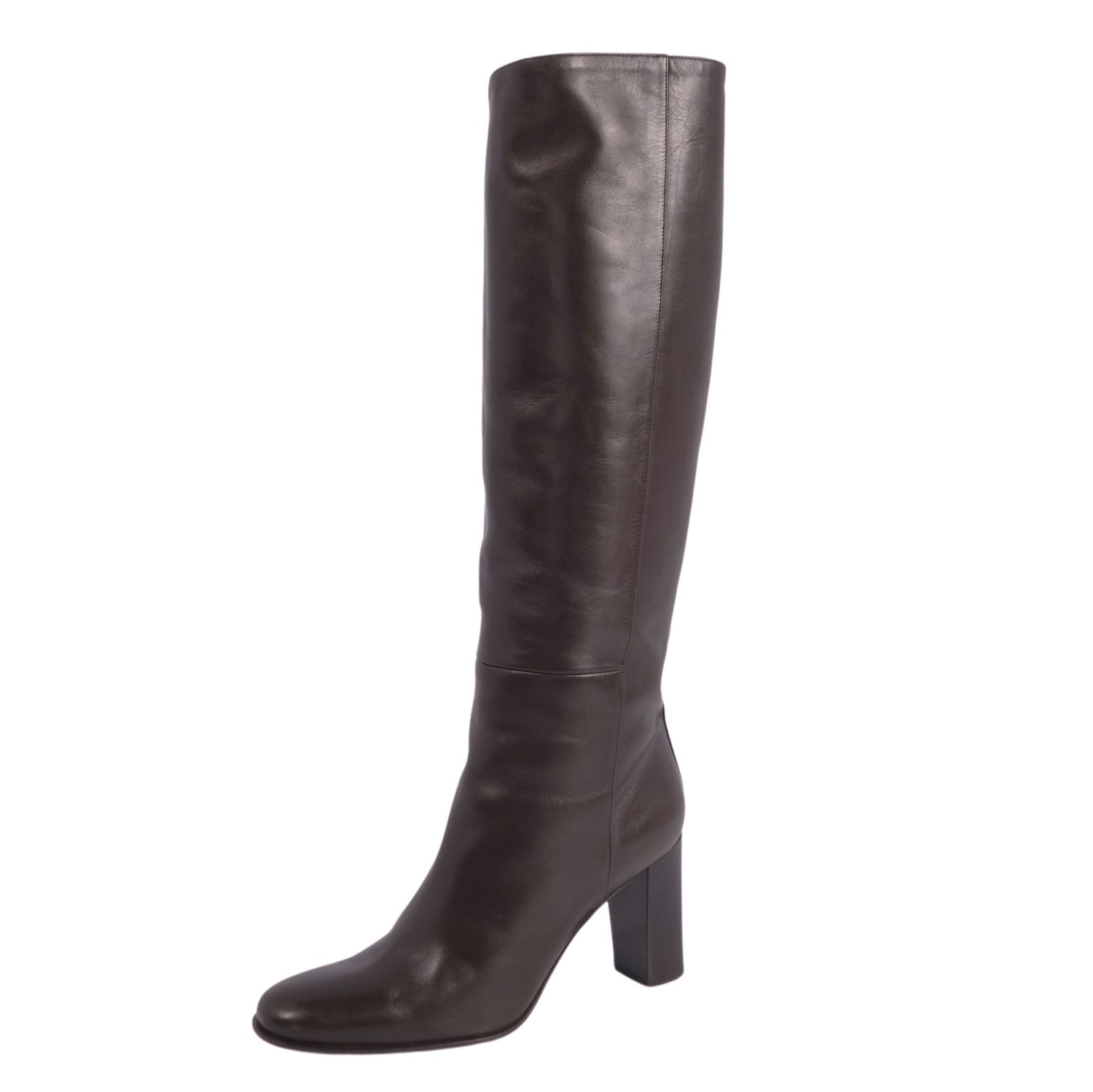 【美品】エルメス HERMES ブーツ ロングブーツ レザー ヒール シューズ 靴 レディース イタリア製 37.5(24.5cm相当) ブラウン【中古】