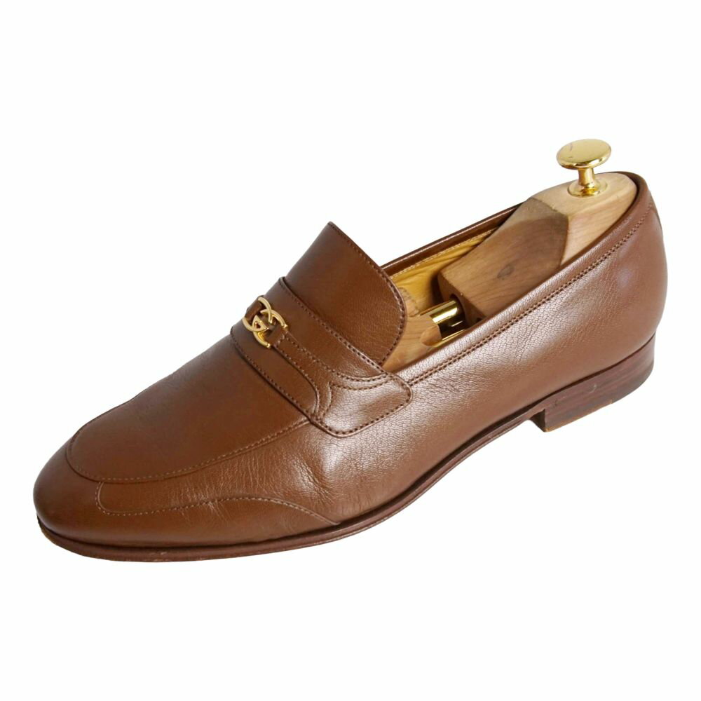 樂天商城 - 【美品】グッチ GUCCI ローファー モカシン ビジネスシューズ 革靴 メンズ イタリア製 7.5(26.5cm相当) ブラウン【中古】