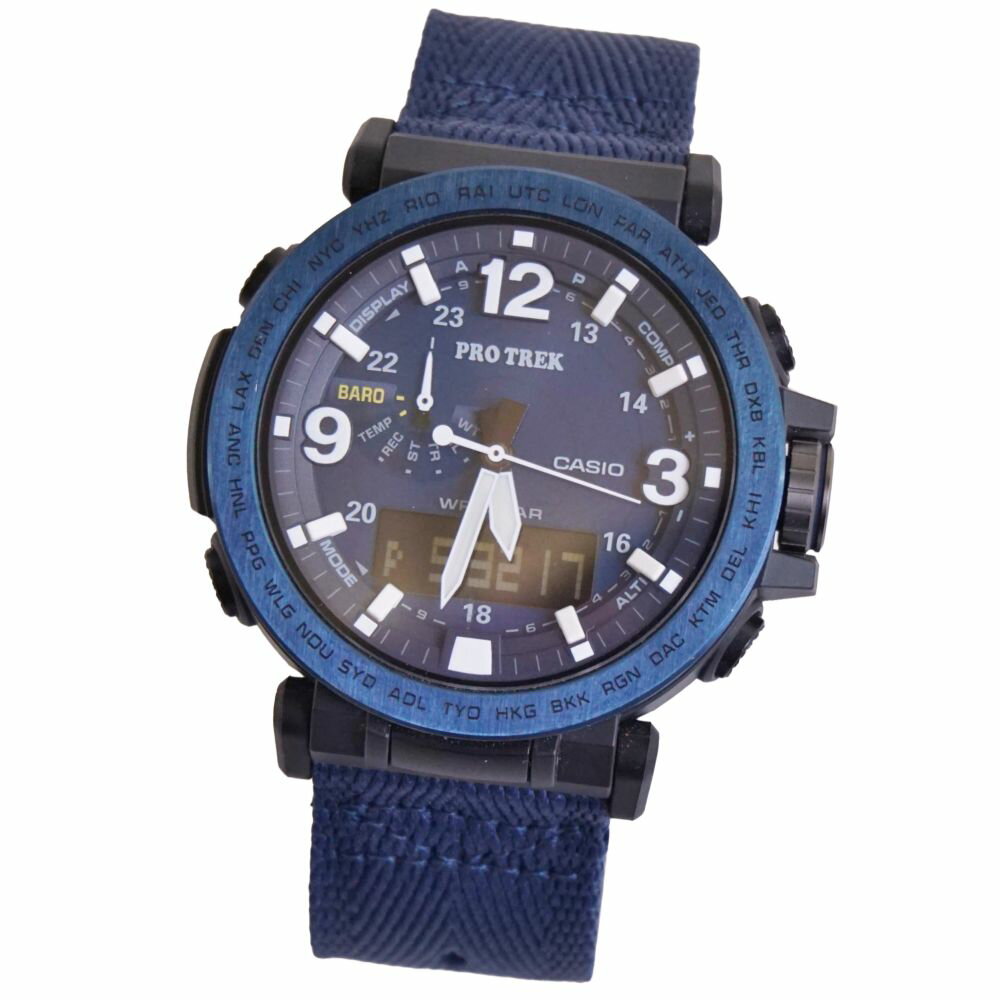 【美品】カシオ CASIO 時計 PRO TREK プロトレック PRG-600YB ウォッチ タフソーラー メンズ ネイビー【中古】