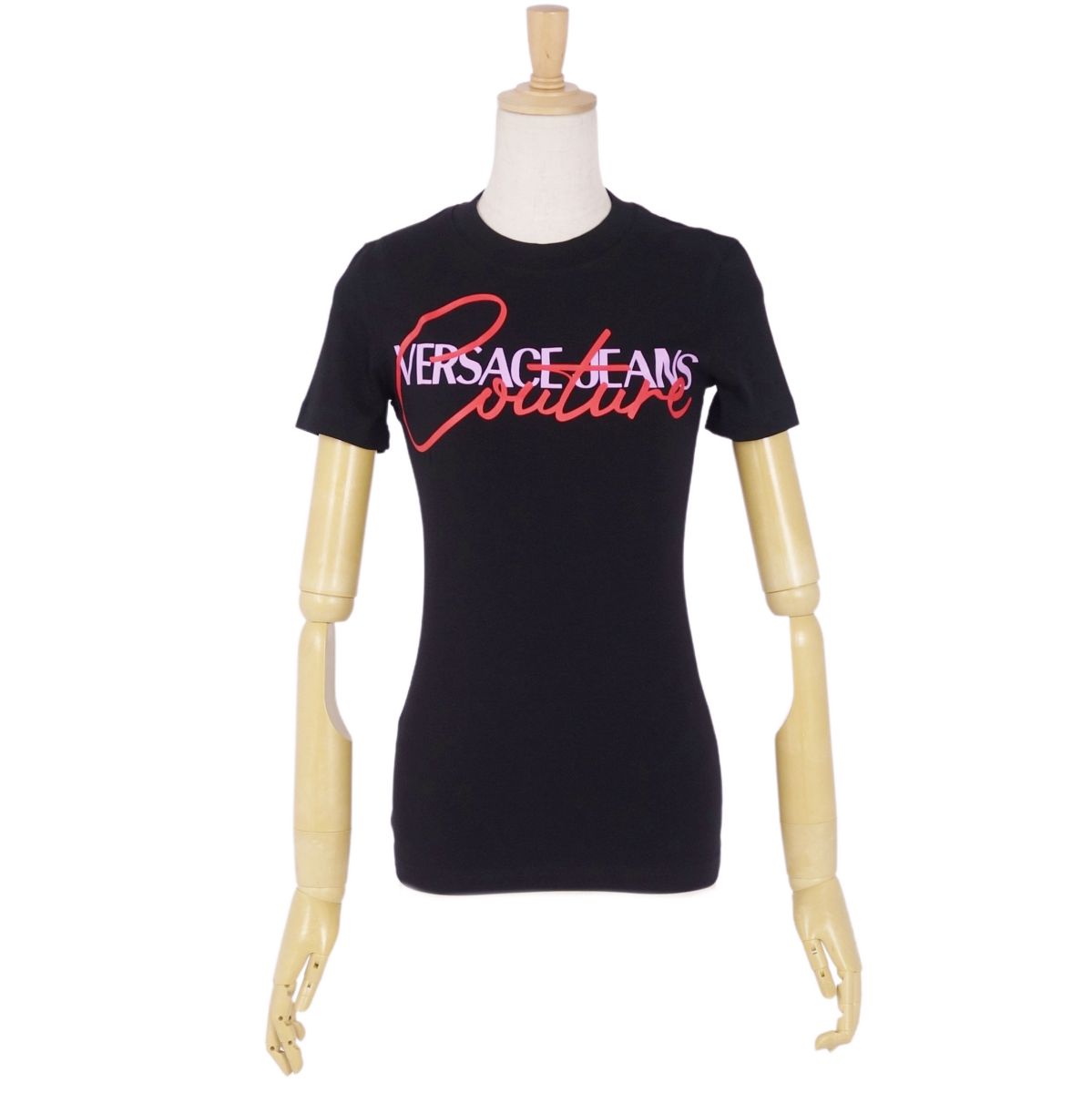 Rakuten - 【新古品】ヴェルサーチ VERSACE JEANS COUTURE Tシャツ カットソー 半袖 ショートスリーブ ロゴ トップス レディース XXS ブラック【中古】