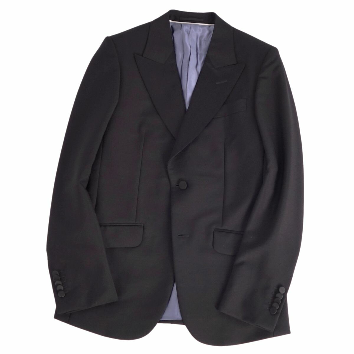 【新古品】グッチ GUCCI セットアップ スーツ シングル モヘア ウール ジャケット パンツ メンズ イタリア製 7-46R(S相当) ブラック【中古】